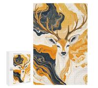 Jigsaw 1000 PCS Golden Deer Abstract Art Print Jigsaw Puzzles for Teenagers Improve Memory Educational Challenge Gifts for Friends And Family 1000 PCS