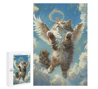 Jigsaw 1000 PCS Heavenly Angel Cat Art Print-1 Jigsaw Puzzles for Teenagers Improve Memory Educational Challenge Gifts for Friends And Family 1000 PCS