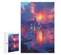 Jigsaw 1000 PCS Hong Kong Sunset Reflections Jigsaw Puzzles for Adults Improve Memory Challenging To Complete Christmas Birthday Gifts 1000 PCS