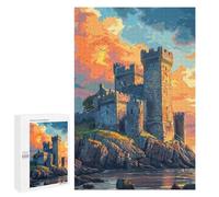 Jigsaw 1000 PCS Medieval Castle Sunset Jigsaw Puzzles for Adults Improve Memory Challenging To Complete Christmas Birthday Gifts 1000 PCS
