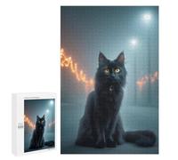 Jigsaw 1000 PCS Mystical Black Cat Night Jigsaw Puzzles for Teenagers Improve Memory Educational Challenge Gifts for Friends And Family 1000 PCS