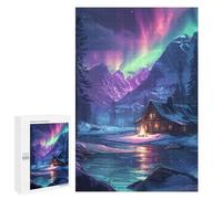 Jigsaw 1000 PCS Northern Lights Cabin Reflections Jigsaw Puzzles for Adults Improve Memory Challenging To Complete Christmas Birthday Gifts 1000 PCS