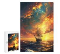 Jigsaw 1000 PCS Ocean Voyage at Sunset Jigsaw Puzzles for Adults Improve Memory Challenging To Complete Christmas Birthday Gifts 1000 PCS
