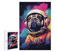 Jigsaw 1000 PCS Pug Astronaut Space Art Print Puzzle For Teenagers Enhance Memory Train Your Brain And Hands Addictive Toys to Cultivate Patience 1000 PCS