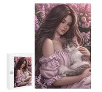 Jigsaw 1000 PCS Romantic Garden with Cat Jigsaw Puzzles for Adults Improve Memory Challenging To Complete Christmas Birthday Gifts 1000 PCS