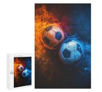 Jigsaw 1000 PCS Soccer Ball Fire Effect Jigsaw Puzzles for Adults Improve Memory Challenging To Complete Christmas Birthday Gifts 1000 PCS