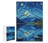 Jigsaw 1000 PCS Starry Night Mountain Reflections -5 Jigsaw Puzzles for Teenagers Improve Memory Educational Challenge Gifts for Friends And Family 1000 PCS