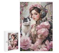 Jigsaw 1000 PCS Steampunk Woman with Cat-1 Jigsaw Puzzles for Teenagers Improve Memory Educational Challenge Gifts for Friends And Family 1000 PCS