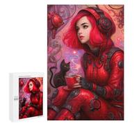 Jigsaw 1000 PCS Steampunk Woman with Cat Puzzle For Teenagers Enhance Memory Train Your Brain And Hands Addictive Toys to Cultivate Patience 1000 PCS