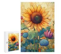 Jigsaw 1000 PCS Sunflower Garden Art Print-4 Jigsaw Puzzles for Teenagers Improve Memory Educational Challenge Gifts for Friends And Family 1000 PCS