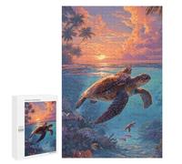 Jigsaw 1000 PCS Tropical Sunset Sea Turtles Puzzle For Teenagers Enhance Memory Train Your Brain And Hands Addictive Toys to Cultivate Patience 1000 PCS