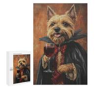Jigsaw 1000 PCS Vampire Dog with Wine Glass Art Print Jigsaw Puzzles for Teenagers Improve Memory Educational Challenge Gifts for Friends And Family 1000 PCS