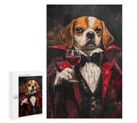 Jigsaw 1000 PCS Vampire Dog with Wine Glass Jigsaw Puzzles for Teenagers Improve Memory Educational Challenge Gifts for Friends And Family 1000 PCS