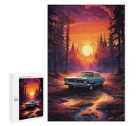 Jigsaw 1000 PCS Vintage Car in Enchanted Forest -1 Jigsaw Puzzles for Adults Improve Memory Challenging To Complete Christmas Birthday Gifts 1000 PCS
