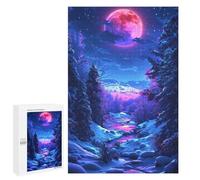 Jigsaw 1000 PCS Winter Moonlit Forest Jigsaw Puzzles for Adults Improve Memory Challenging To Complete Christmas Birthday Gifts 1000 PCS