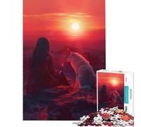Jigsaw 1000 Piece A Woman With Her Wolf Boost Focus And Calm Your Mind Stable Fit No Shifting Pieces Chic Gifts for Home Styling (Size 38x26cm)