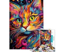 Jigsaw 1000 Piece Abstract Cat Boost Focus And Calm Your Mind Stable Fit No Shifting Pieces Chic Gifts for Home Styling (Size 50x75cm)