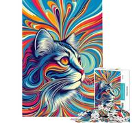 Jigsaw 1000 Piece Abstract Colors On Cats Boost Focus And Calm Your Mind Stable Fit No Shifting Pieces Chic Gifts for Home Styling (Size 38x52cm)