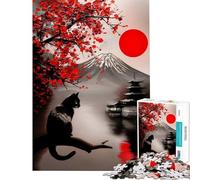 Jigsaw 1000 Piece Abstract Fuji Mountain Feline Serene Painting Boost Focus And Calm Your Mind Stable Fit No Shifting Pieces Chic Gifts for Home Styling (Size 38x52cm)