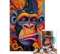 Jigsaw 1000 Piece Abstract Monkey Portrait Boost Focus And Calm Your Mind Stable Fit No Shifting Pieces Chic Gifts for Home Styling (Size 50x75cm)