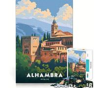 Jigsaw 1000 Piece Alhambra Palace Spain Clean Fit Decor Brain Game Gift Quiet Time Game Birthday Art Gift (38x52cm)