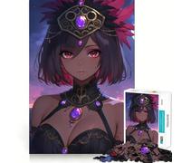 Jigsaw 1000 Piece Anime Girl with Purple Gems Precise Fit Game, Logic Skill Play, Free Time Play, Birthday Fun Gift (38x26cm)