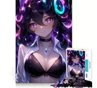 Jigsaw 1000 Piece Anime Girl with Purple Hair Sharp Joint Play, Mind Training Fun, Cozy Time Game, Christmas Wall Art (38x26cm)