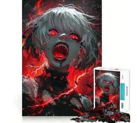 Jigsaw 1000 Piece Anime Girl with Red Eyes Clean Fit Decor Brain Game Gift Quiet Time Game Birthday Art Gift (38x52cm)