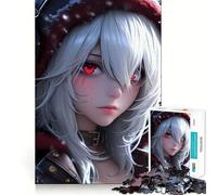 Jigsaw 1000 Piece Anime Girl with Red Eyes Gaming Precise Fit Game, Logic Skill Play, Free Time Play, Birthday Fun Gift (38x52cm)
