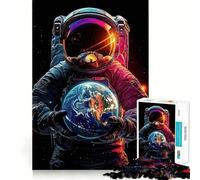 Jigsaw 1000 Piece Astronaut Holding Earth Clean Fit Decor Brain Game Gift Quiet Time Game Birthday Art Gift (38x26cm)