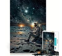 Jigsaw 1000 Piece Astronaut Space Fantasy Clean Fit Decor Brain Game Gift Quiet Time Game Birthday Art Gift (38x26cm)