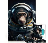 Jigsaw 1000 Piece Astronaut Space Monkey Clean Fit Decor Brain Game Gift Quiet Time Game Birthday Art Gift (38x52cm)