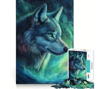 Jigsaw 1000 Piece Aurora Wolf Portrait Exact Cut Art, Smart Play Activity, Calm Play Time, Birthday Decor Gift (38x52cm)