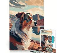 Jigsaw 1000 Piece Australian Shepherd Colorf Clean Fit Decor Brain Game Gift Quiet Time Game Birthday Art Gift (38x26cm)
