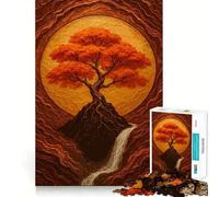 Jigsaw 1000 Piece Autumn Tree with Waterfall Kintsugi Art Clean Fit Decor Brain Game Gift Quiet Time Game Birthday Art Gift (50x75cm)