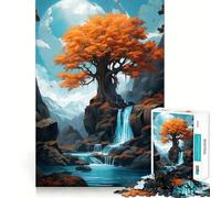 Jigsaw 1000 Piece Autumn Waterfall Landscape Clean Fit Decor Brain Game Gift Quiet Time Game Birthday Art Gift (50x75cm)