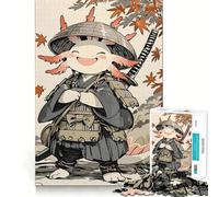 Jigsaw 1000 Piece Axolotl Samurai in Autumn Clean Fit Decor Brain Game Gift Quiet Time Game Birthday Art Gift (50x75cm)