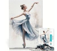 Jigsaw 1000 Piece Ballet Dancer in Blue Clean Fit Decor Brain Game Gift Quiet Time Game Birthday Art Gift (50x75cm)