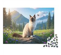 Jigsaw 1000 Piece Birman Sacred Cat Challenge Toy for Adults Natural Ecology Impossible Jigsaw Puzzles 1000 Pieces Educational Games for Adults Or Families Pieces Gifts 1000pcs (75x50cm)