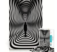 Jigsaw 1000 Piece Black Figure Illusion Sharp Joint Play, Mind Training Fun, Cozy Time Game, Christmas Wall Art (38x26cm)