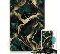 Jigsaw 1000 Piece Black Gold Green Marble Fine Edge Craft, Creative Skill Toy, Leisure Game Time, Birthday Decor Gift (38x52cm)