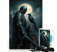 Jigsaw 1000 Piece Black Knight And Raven Sharp Joint Play, Mind Training Fun, Cozy Time Game, Christmas Wall Art (38x26cm)
