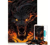 Jigsaw 1000 Piece Black Lion Goes Beast Mode Sharp Joint Play, Mind Training Fun, Cozy Time Game, Christmas Wall Art (38x52cm)
