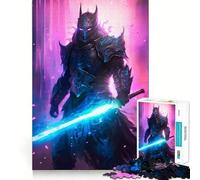 Jigsaw 1000 Piece Black Neon Samurai Sharp Joint Play, Mind Training Fun, Cozy Time Game, Christmas Wall Art (38x52cm)