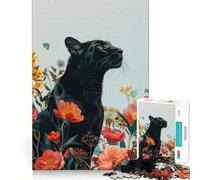 Jigsaw 1000 Piece Black Panther Botanical Precise Fit Game, Logic Skill Play, Free Time Play, Birthday Fun Gift (38x26cm)