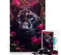 Jigsaw 1000 Piece Black Panther Pink Floral Precise Fit Game, Logic Skill Play, Free Time Play, Birthday Fun Gift (50x75cm)