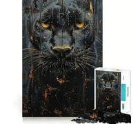 Jigsaw 1000 Piece Black Panther Tan Wall Art Sharp Joint Play, Mind Training Fun, Cozy Time Game, Christmas Wall Art (50x75cm)