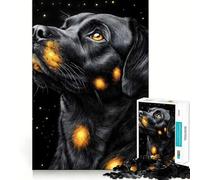 Jigsaw 1000 Piece Black Rottweiler Dog with Golden Spots Animal Fine Edge Craft, Creative Skill Toy, Leisure Game Time, Birthday Decor Gift (38x26cm)