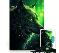 Jigsaw 1000 Piece Black Wolf Green Eyes Precise Fit Game, Logic Skill Play, Free Time Play, Birthday Fun Gift (38x52cm)