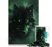 Jigsaw 1000 Piece Black Wolf Guardian Exact Cut Art, Smart Play Activity, Calm Play Time, Birthday Decor Gift (38x26cm)